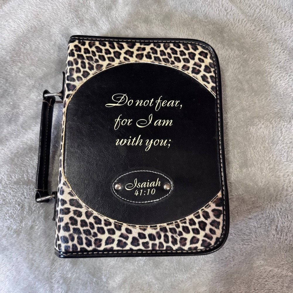 Leopard print women's faux leather Bible cover